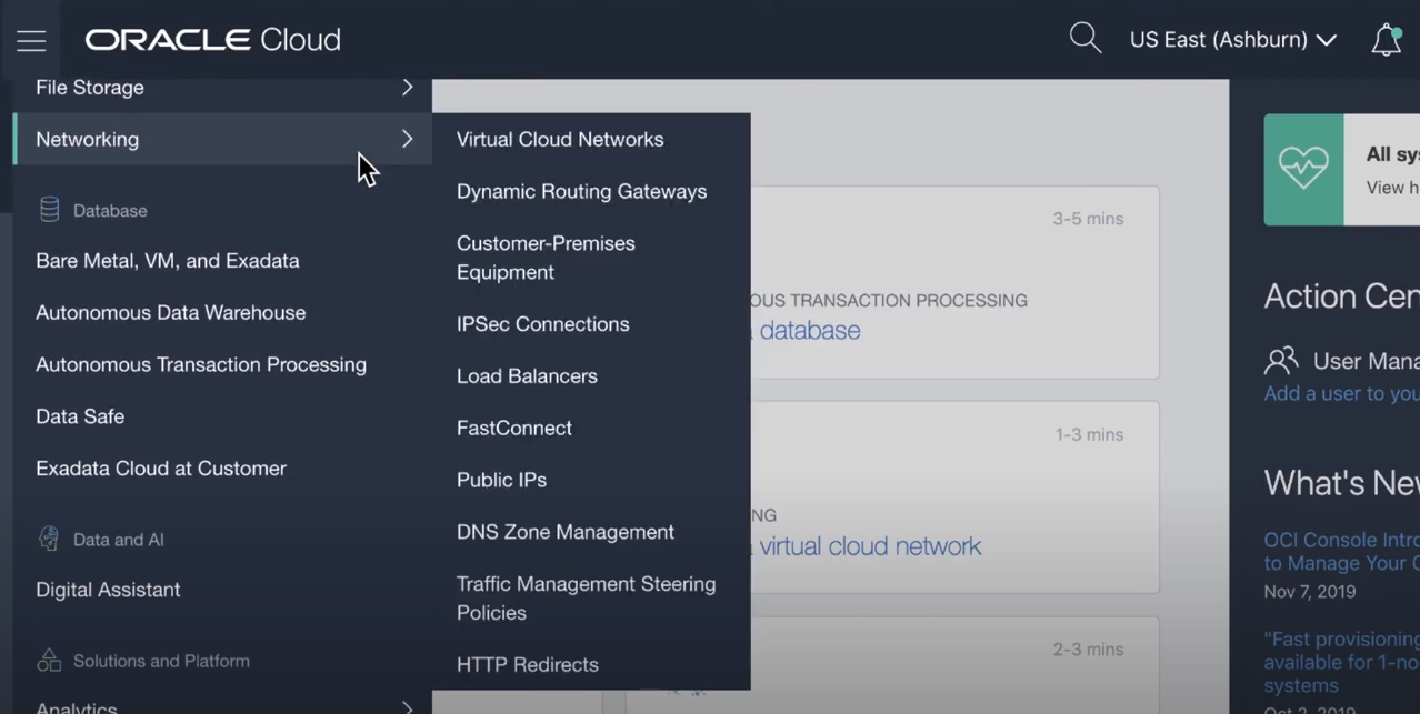 screenshot of Oracle Cloud Infrastructure (OCI)